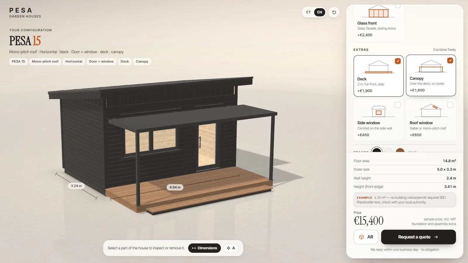 Garden house configurator